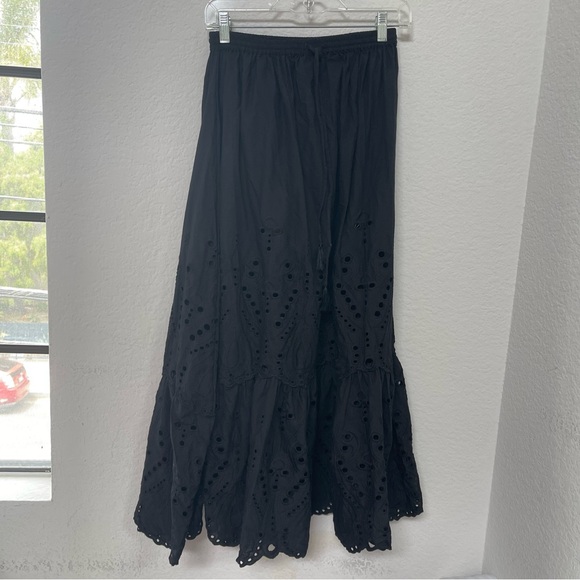 Natalie Martin Sierra Skirt Black Maxi Size Small Tangier Border Embroidery - Picture 2 of 5